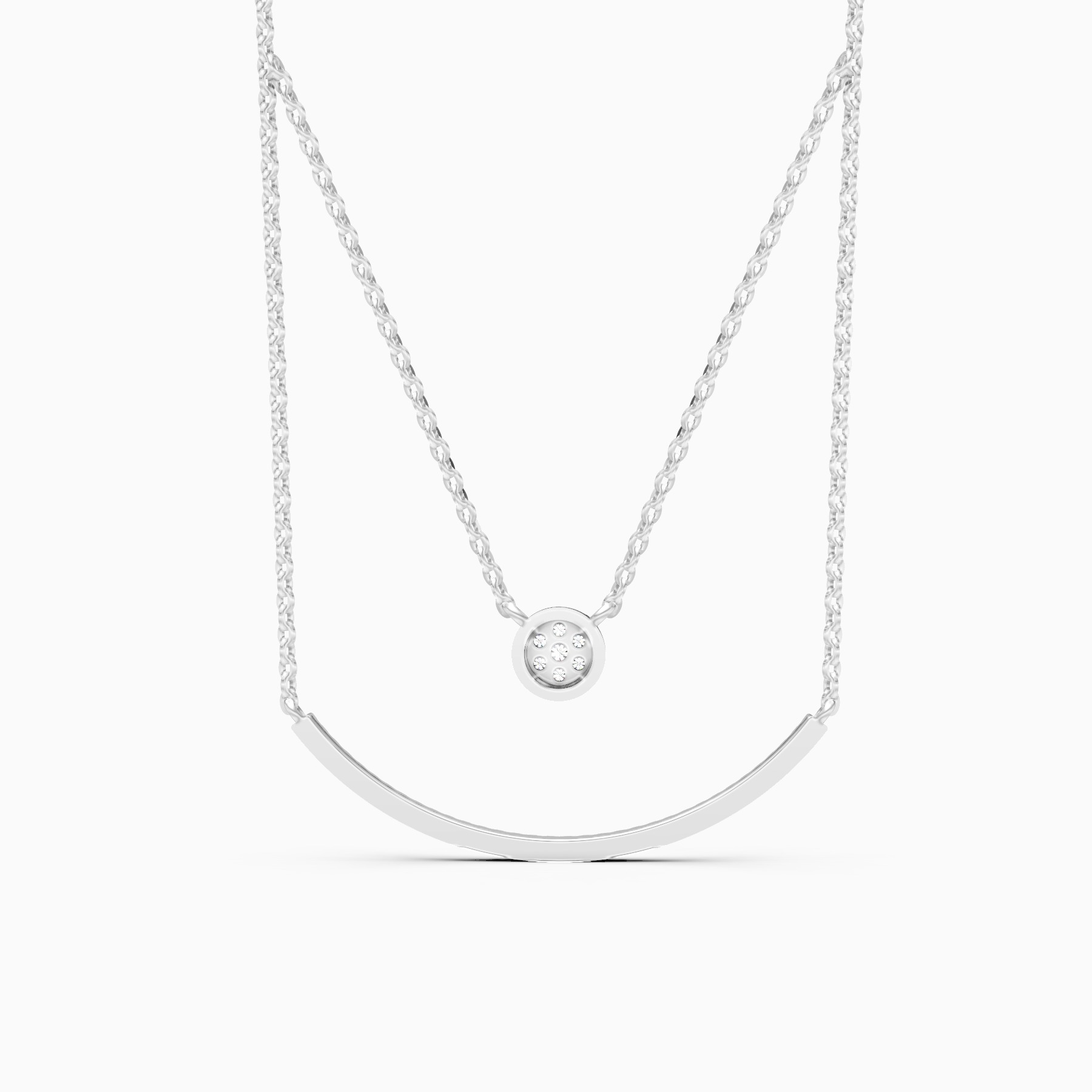 Modern Two Layer Lab Grown Diamond Necklace